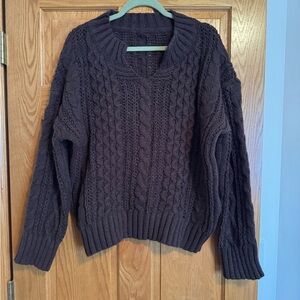 Cozy Cable Knit Sweater - Dark Brown